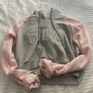 Fila cropped pink and grey hoodie